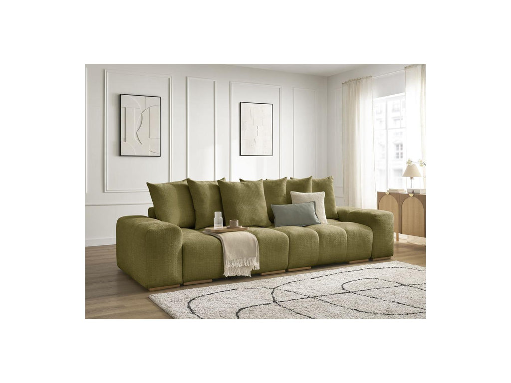 Anakin - Canapé Droit Fixe 3 Places - Tissu Texturé - 6 Coussins