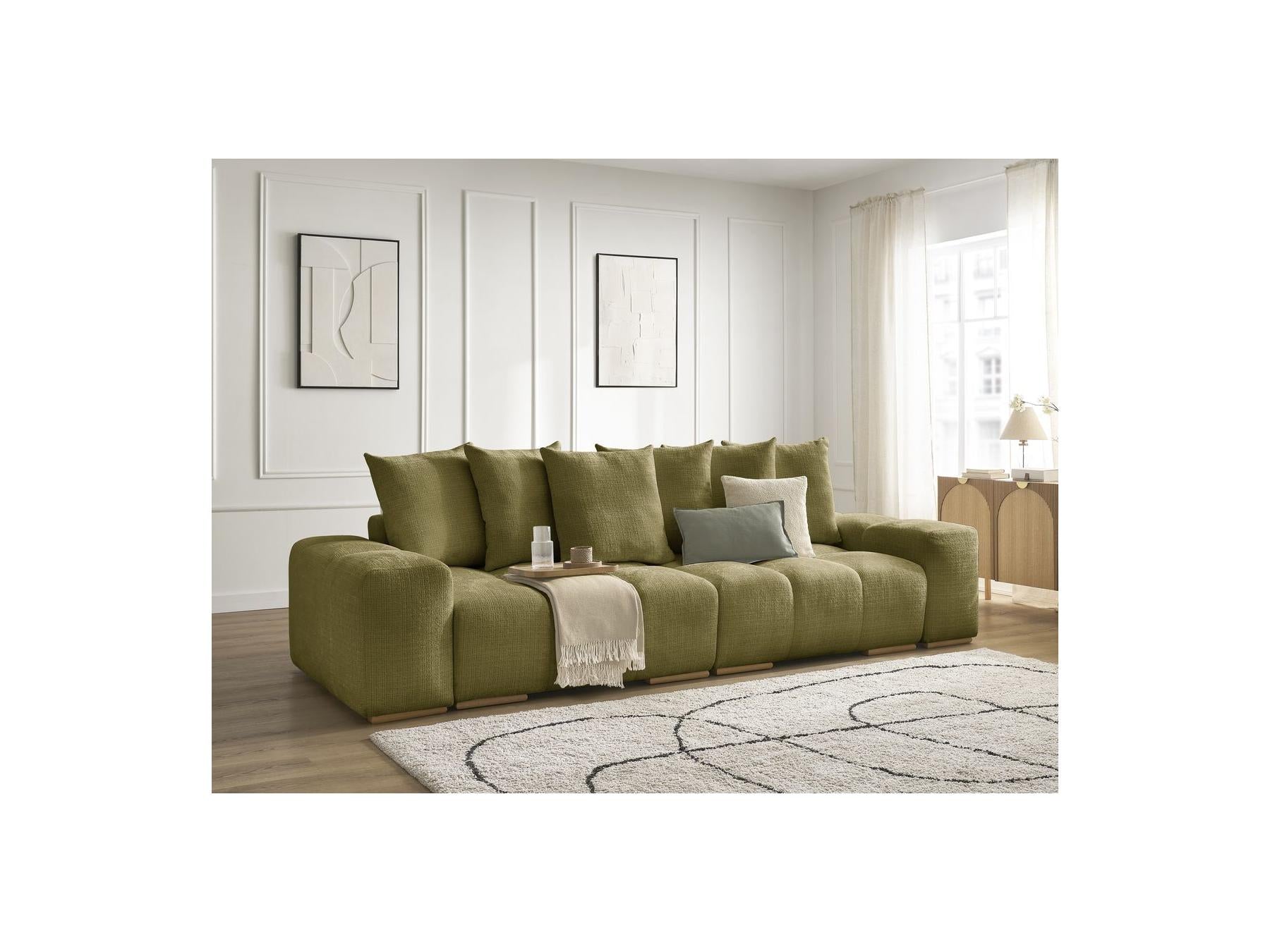 Anakin - Canapé Droit Fixe 3 Places - Tissu Texturé - 6 Coussins