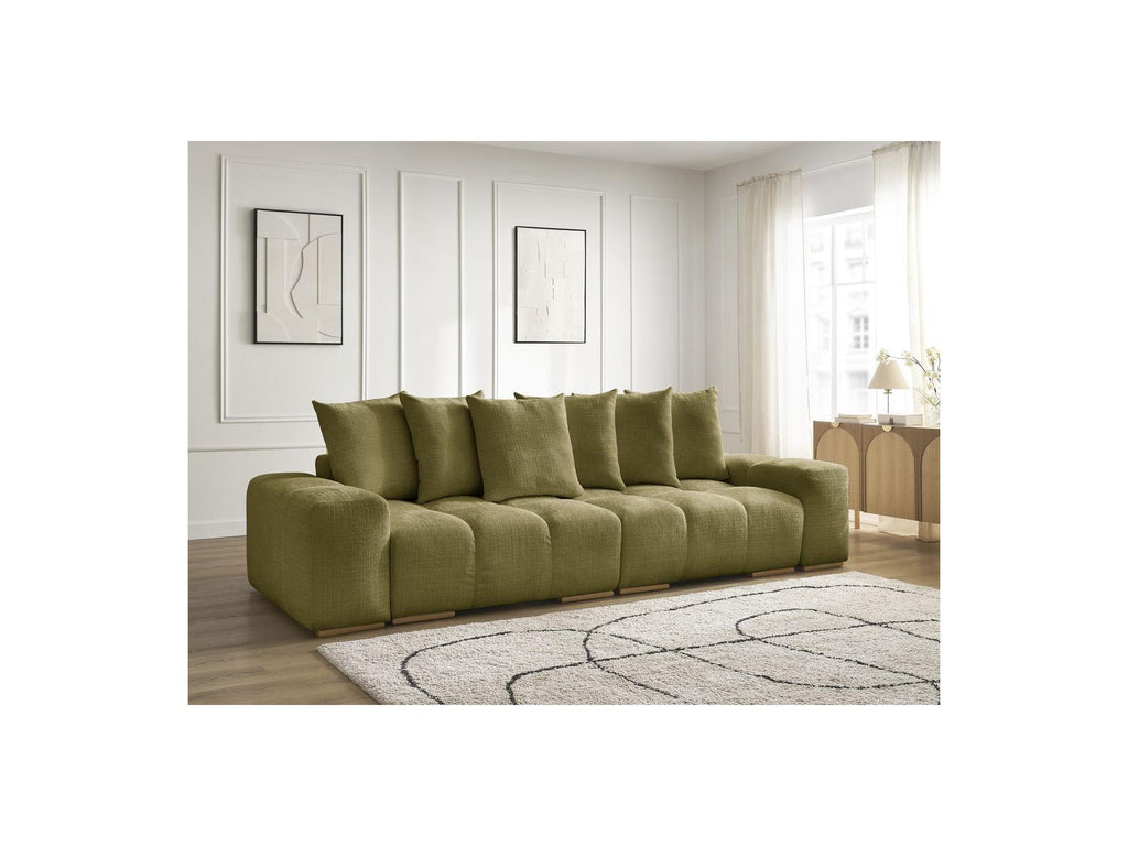 Anakin - Canapé Droit Fixe 3 Places - Tissu Texturé - 6 Coussins