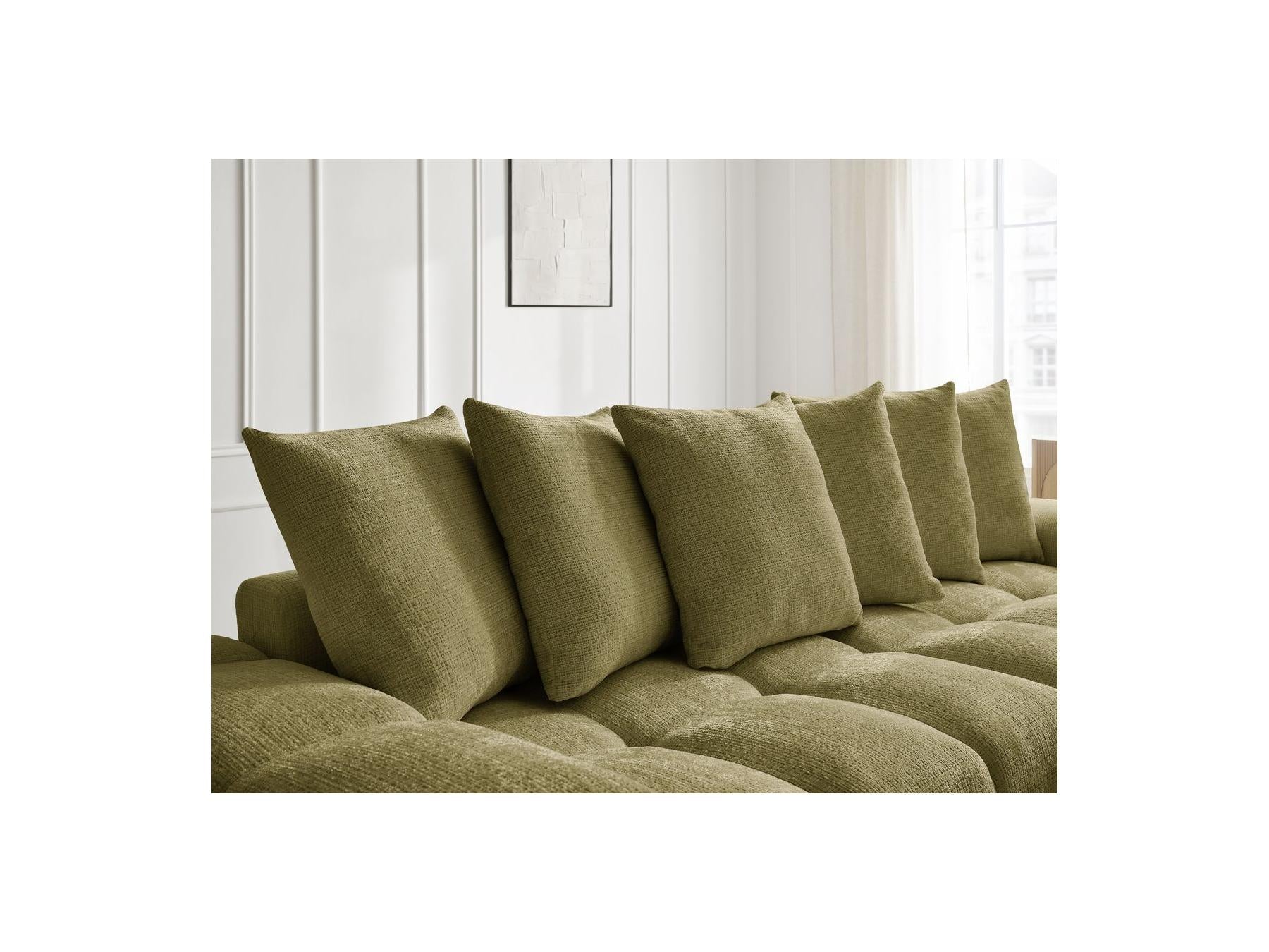 Anakin - Canapé Droit Fixe 3 Places - Tissu Texturé - 6 Coussins