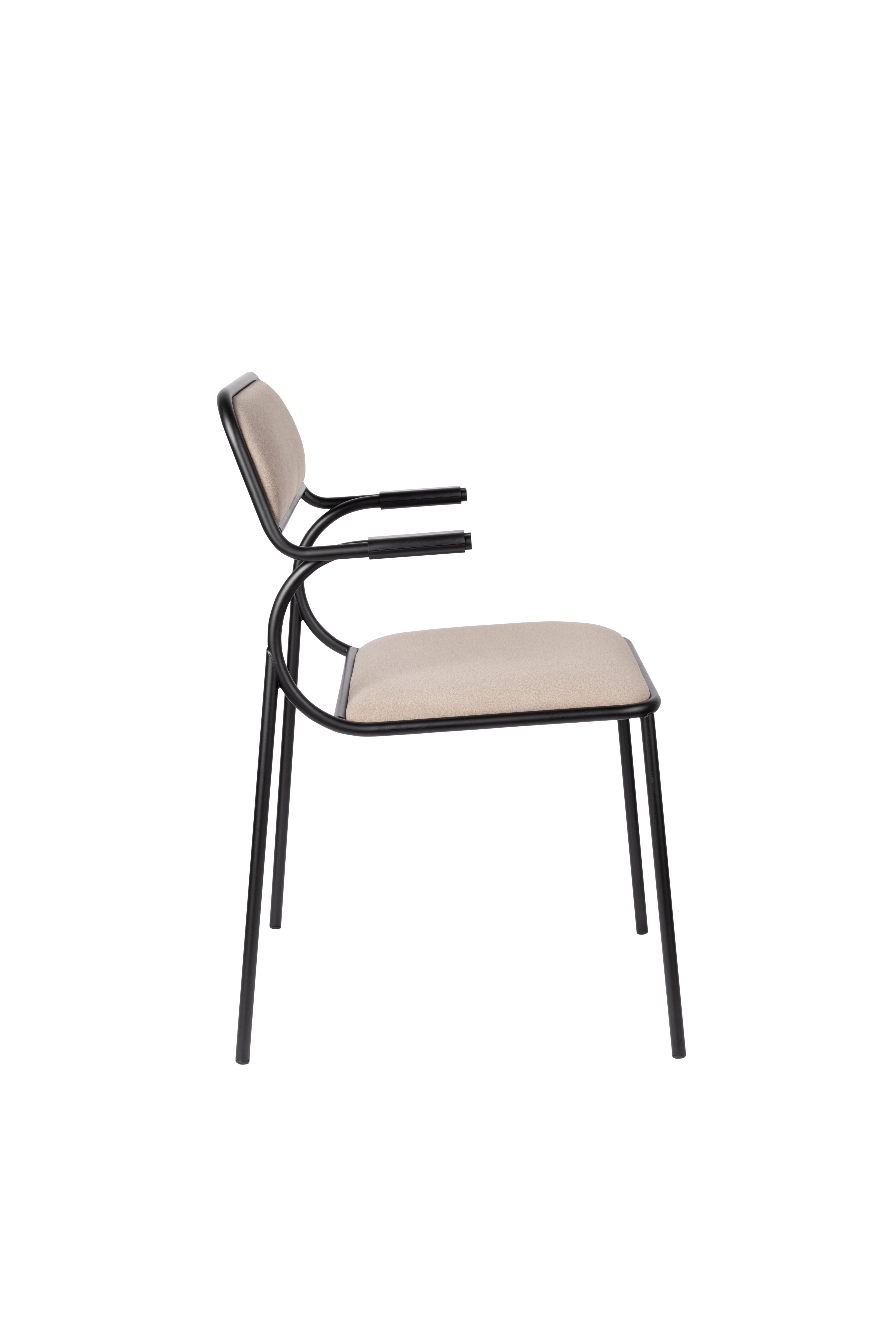 Alba - Juego de 2 Sillones de Comedor - Tela - Negro/Beige