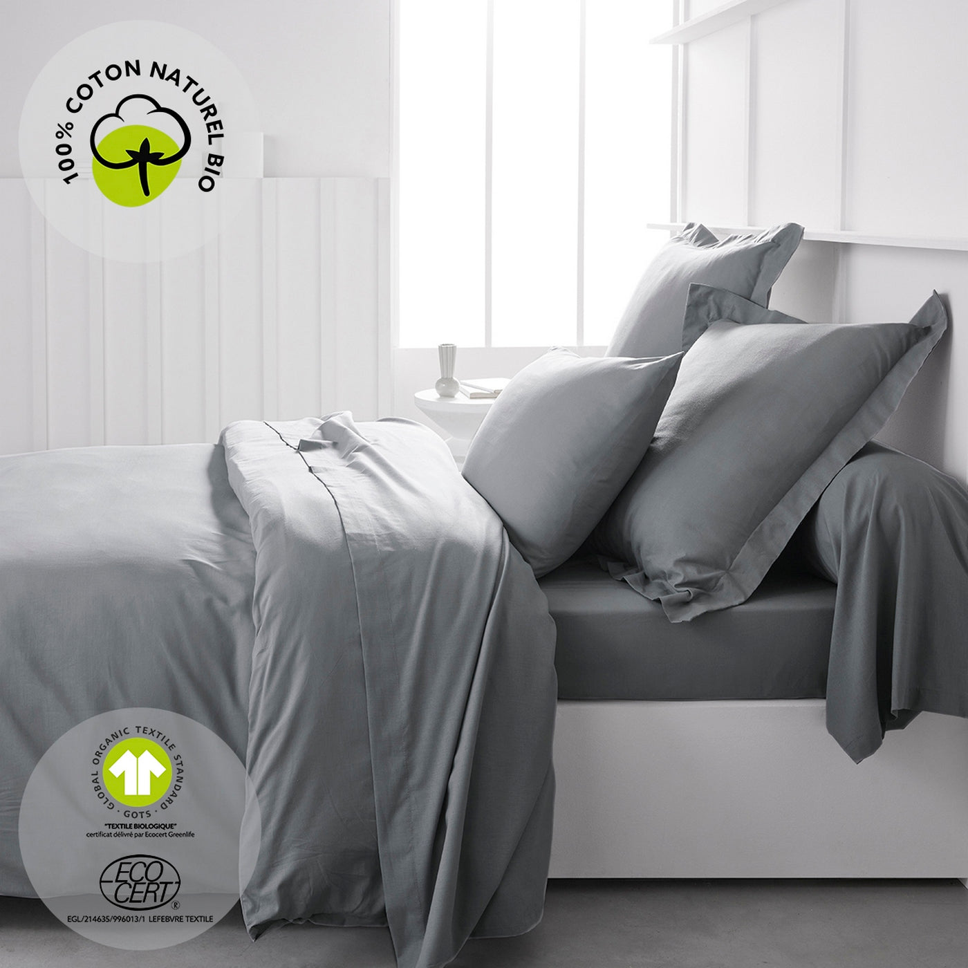 Organic - Funda De Almohada Cilindrica Organic - Gris