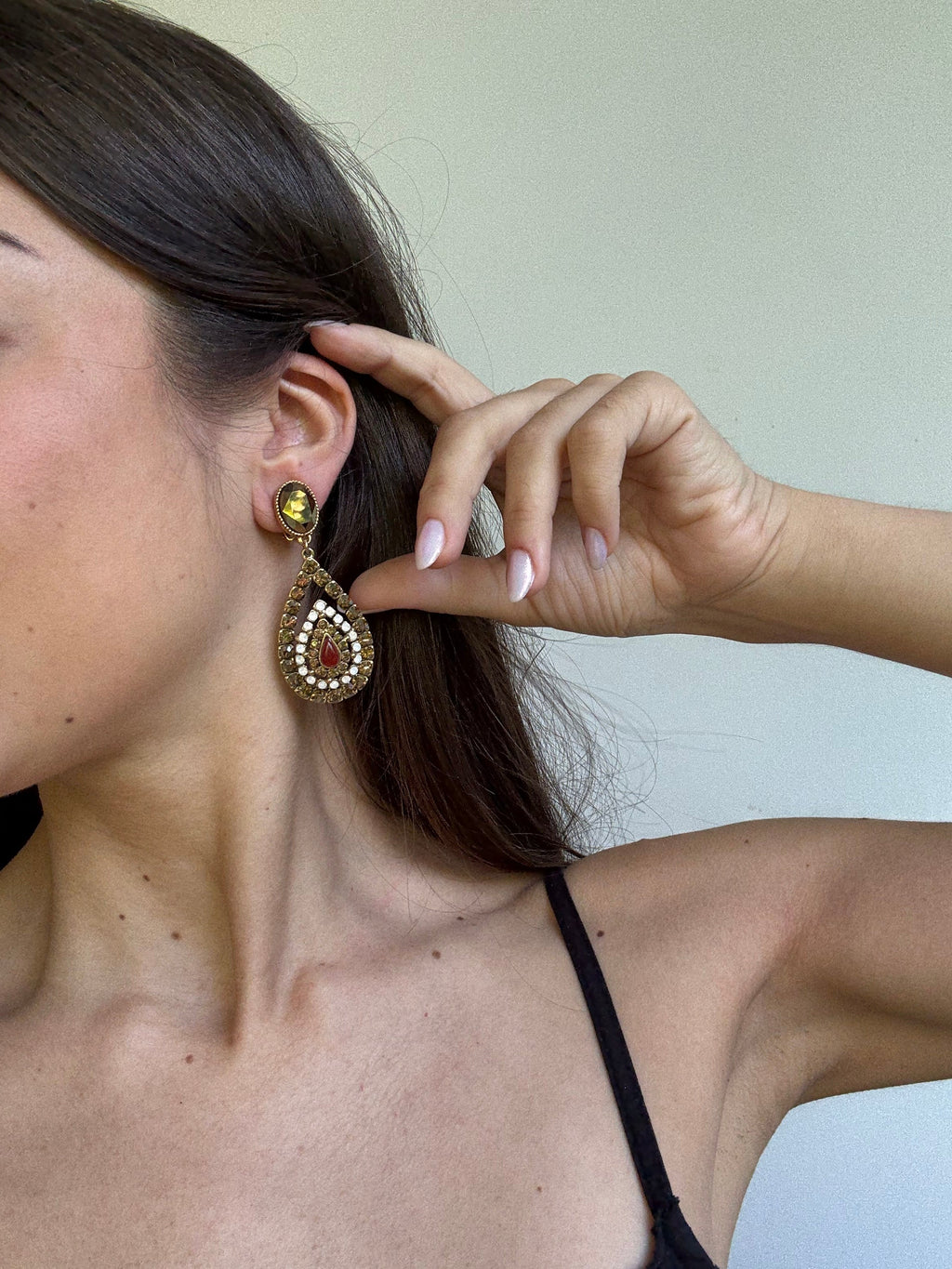 Poggi - Pendientes vintage - Colgando con pedrería