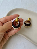 Boucles D'Oreilles Trifari Vintage - Pendantes Ambré Et Ivoire