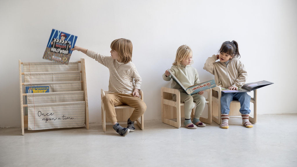 Set Di 2 Sedie/Tavoli Montessori - Naturale