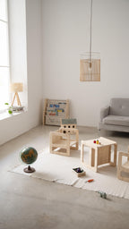 Set Di 2 Sedie/Tavoli Montessori - Naturale