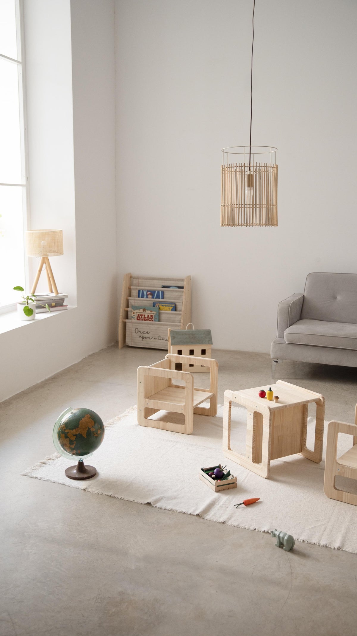 Set Di 2 Sedie/Tavoli Montessori - Naturale