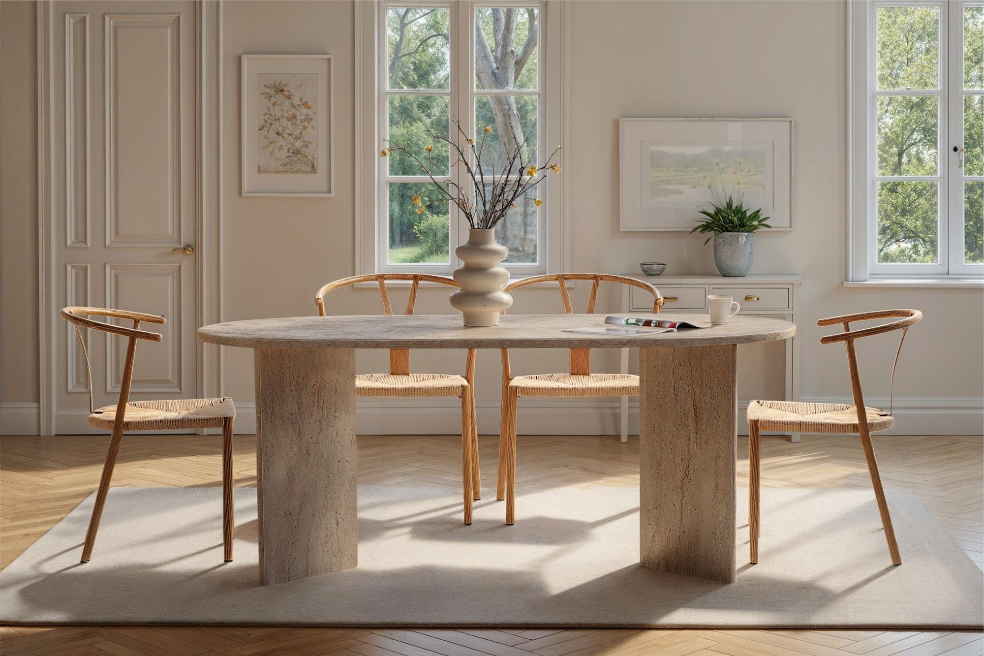 Sablin - Mesa de Comedor - Travertine