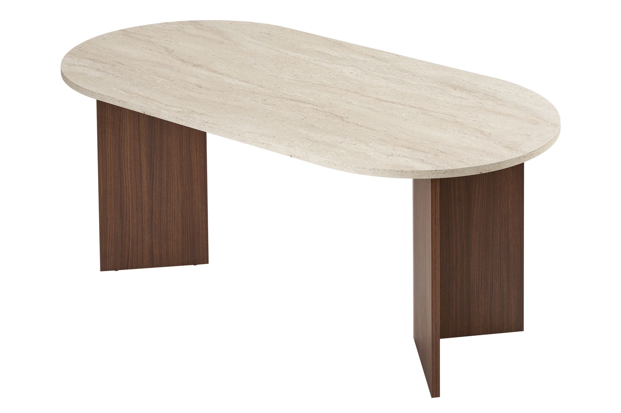 Sablin - Table à Manger - Travertine/Milano Walnut