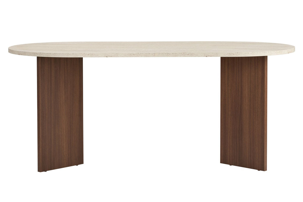 Sablin - Table à Manger - Travertine/Milano Walnut