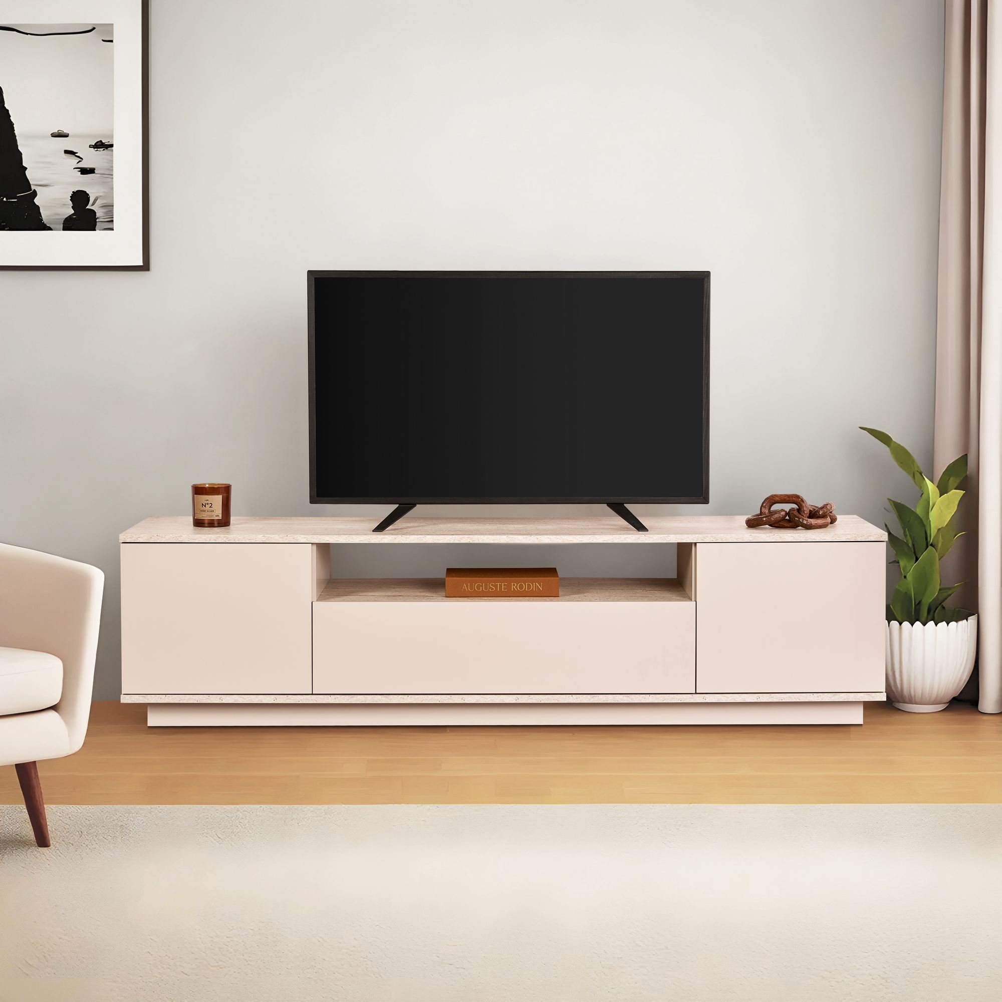 Veramont - Meuble TV - Vison/Travertine