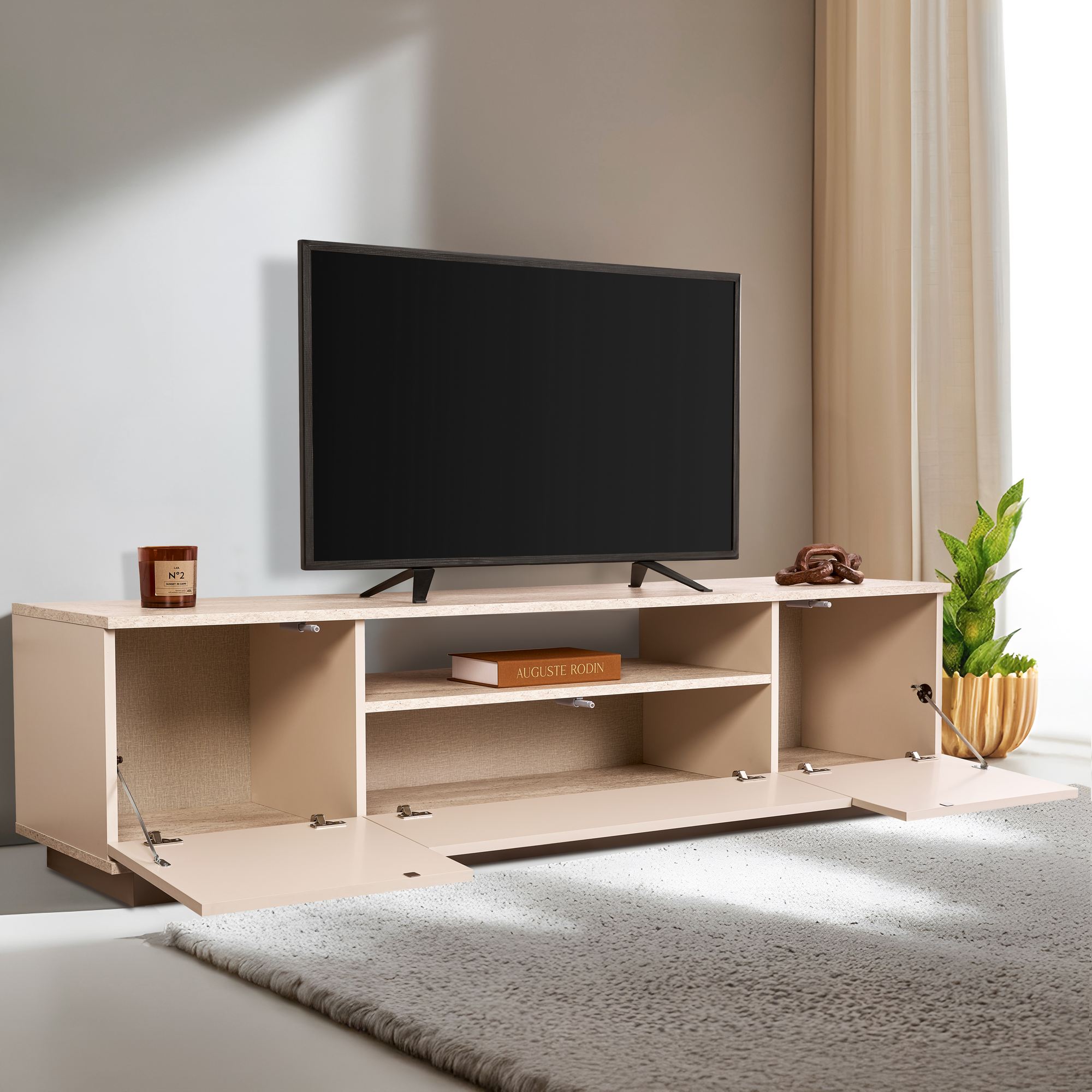 Veramont - Meuble TV - Vison/Travertine
