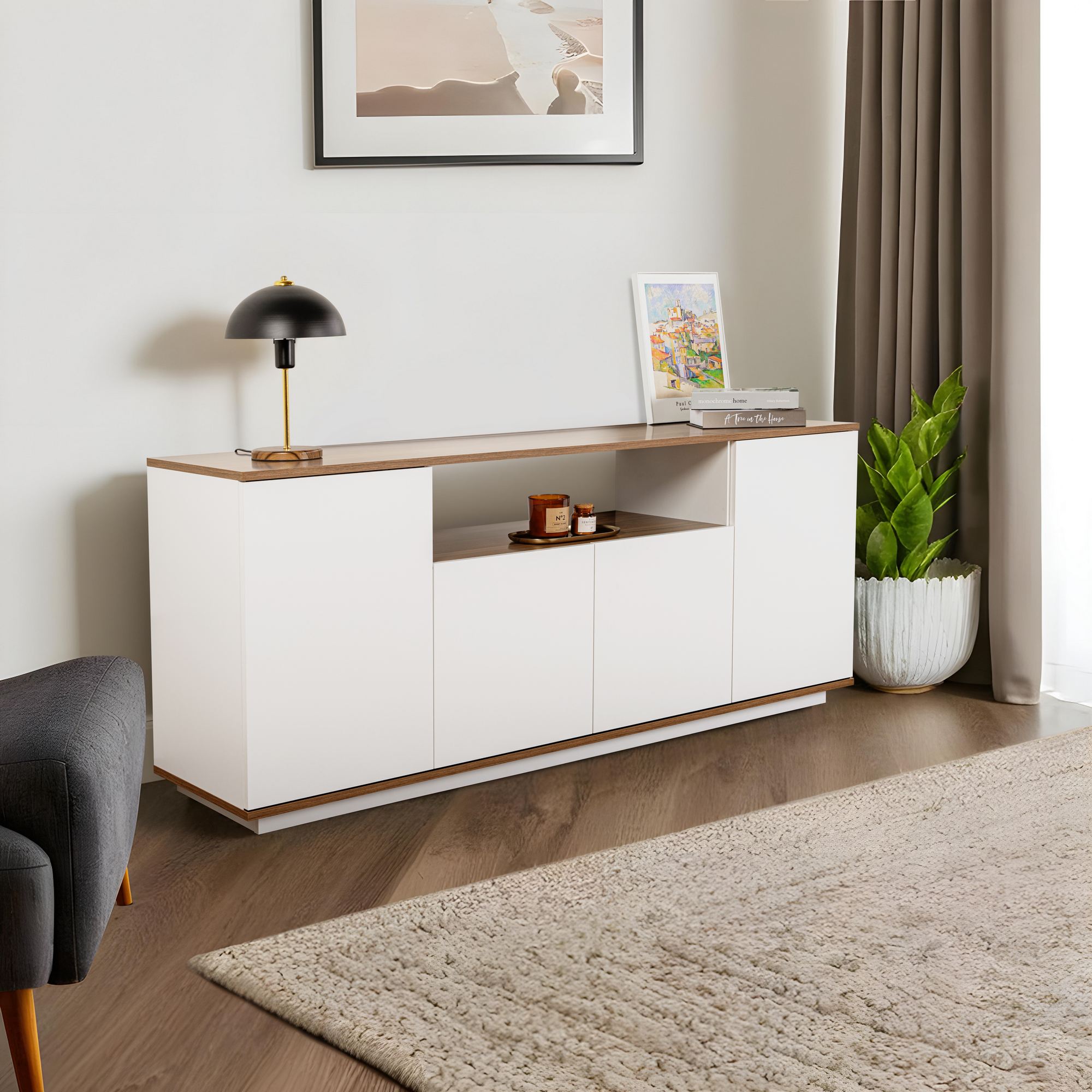 Arista - Console - Blanc/Walnut