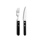 Steak Pizza - Set De 6 Couteaux Et 6 Fourchettes - Noir
