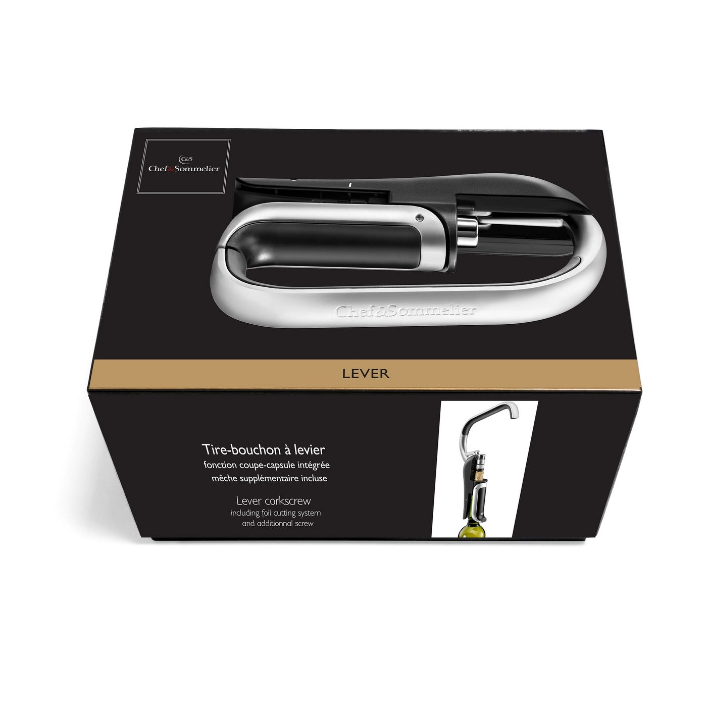 Lever - Tire Bouchon À Levier - Inox/Abs Et Élastomère - Inox/Noir