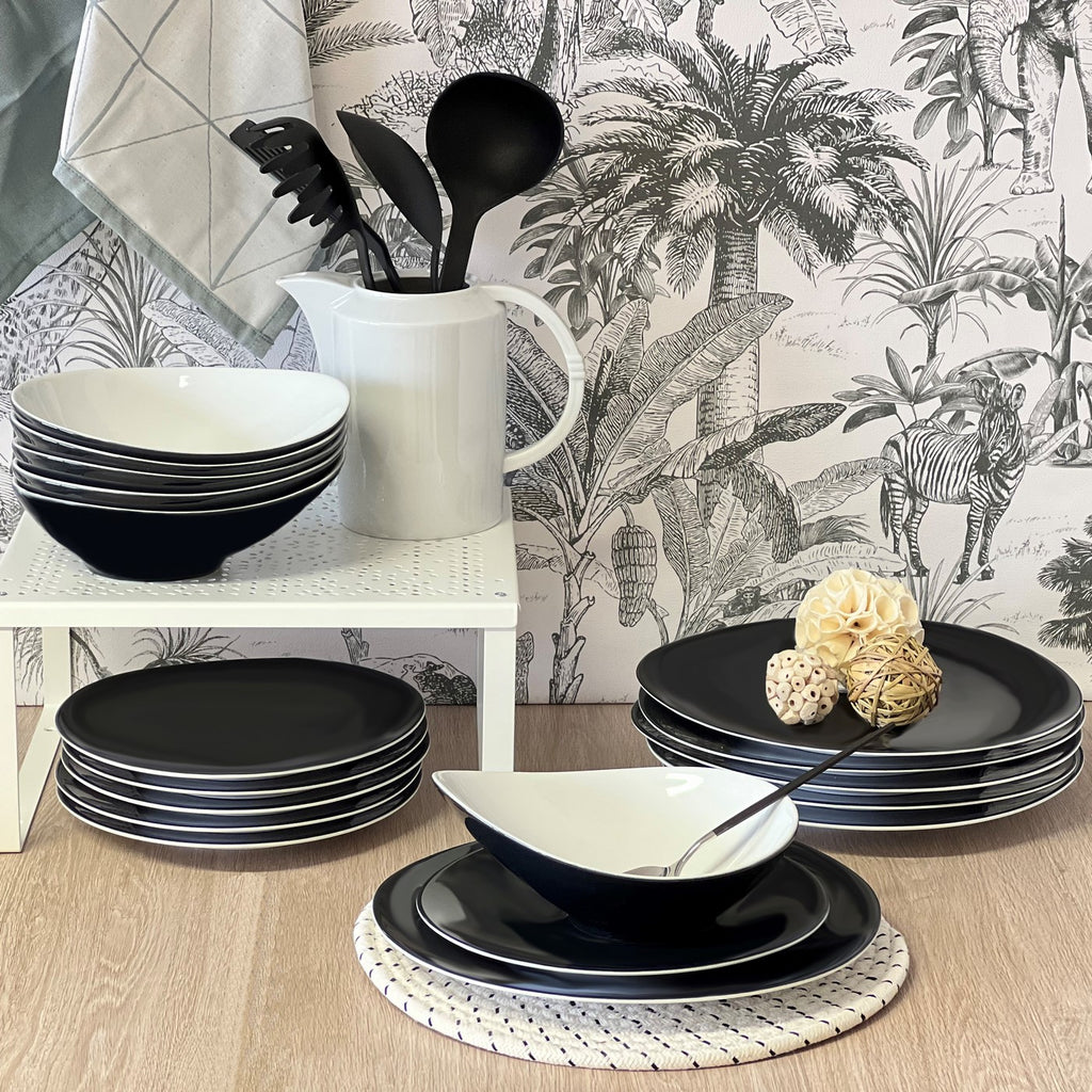 Sven Noir - Service 18 Pièces - Porcelaine - Noir