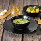 Black Japan - 6 Salad and Pasta Plates - Stoneware - Black