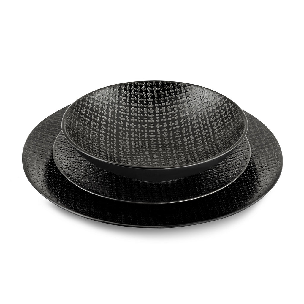 Black Tweed - 18 Piece Service - Stoneware - Black