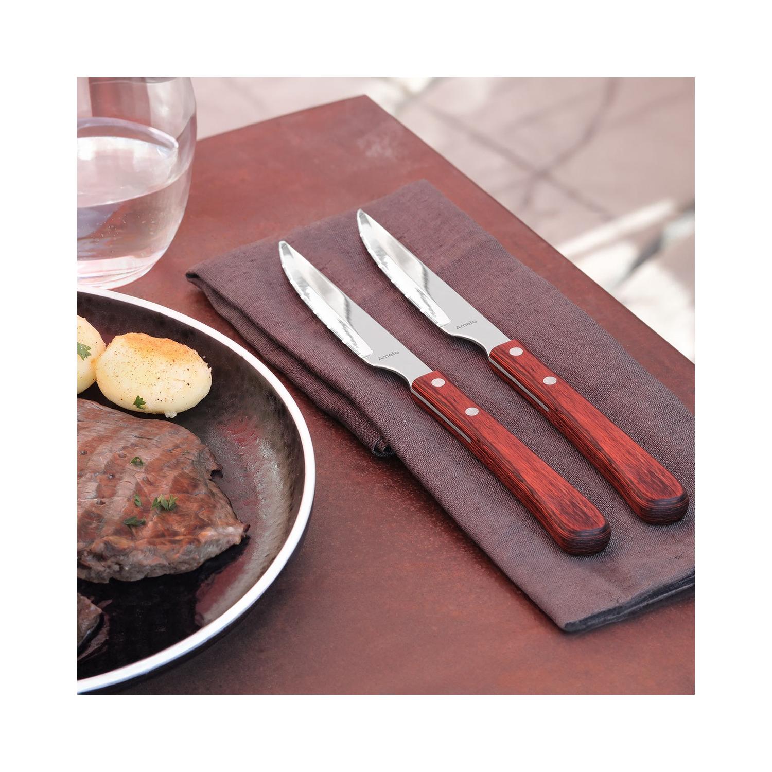 Brasero - Set de 6 cuchillos para carne - Rojo