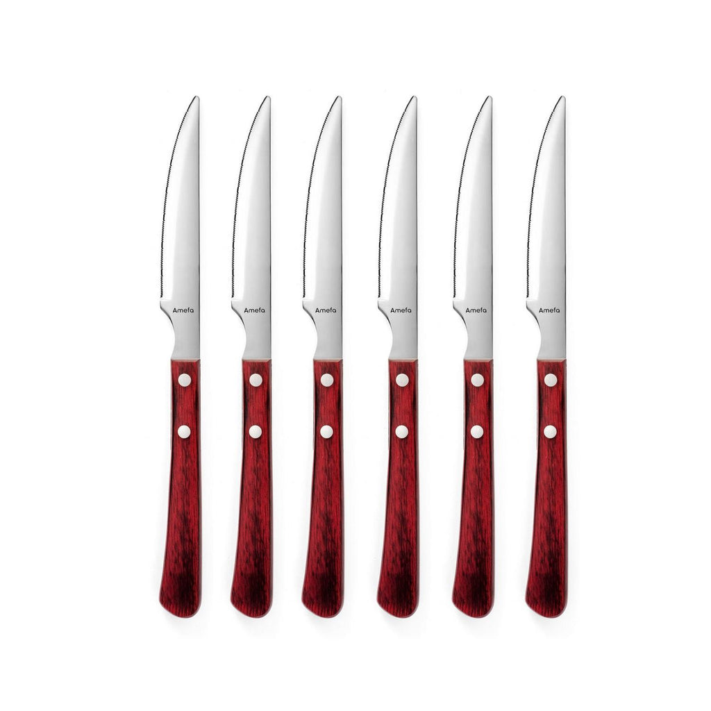 Brasero - Set de 6 cuchillos para carne - Rojo