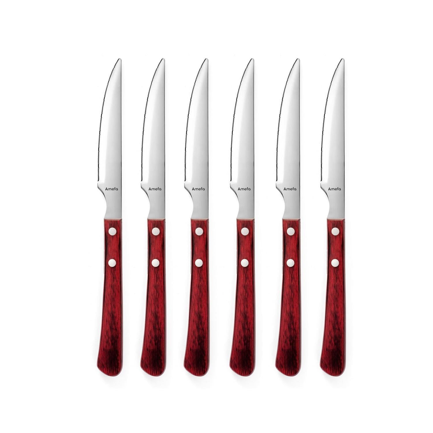 Brasero - Set de 6 cuchillos para carne - Rojo