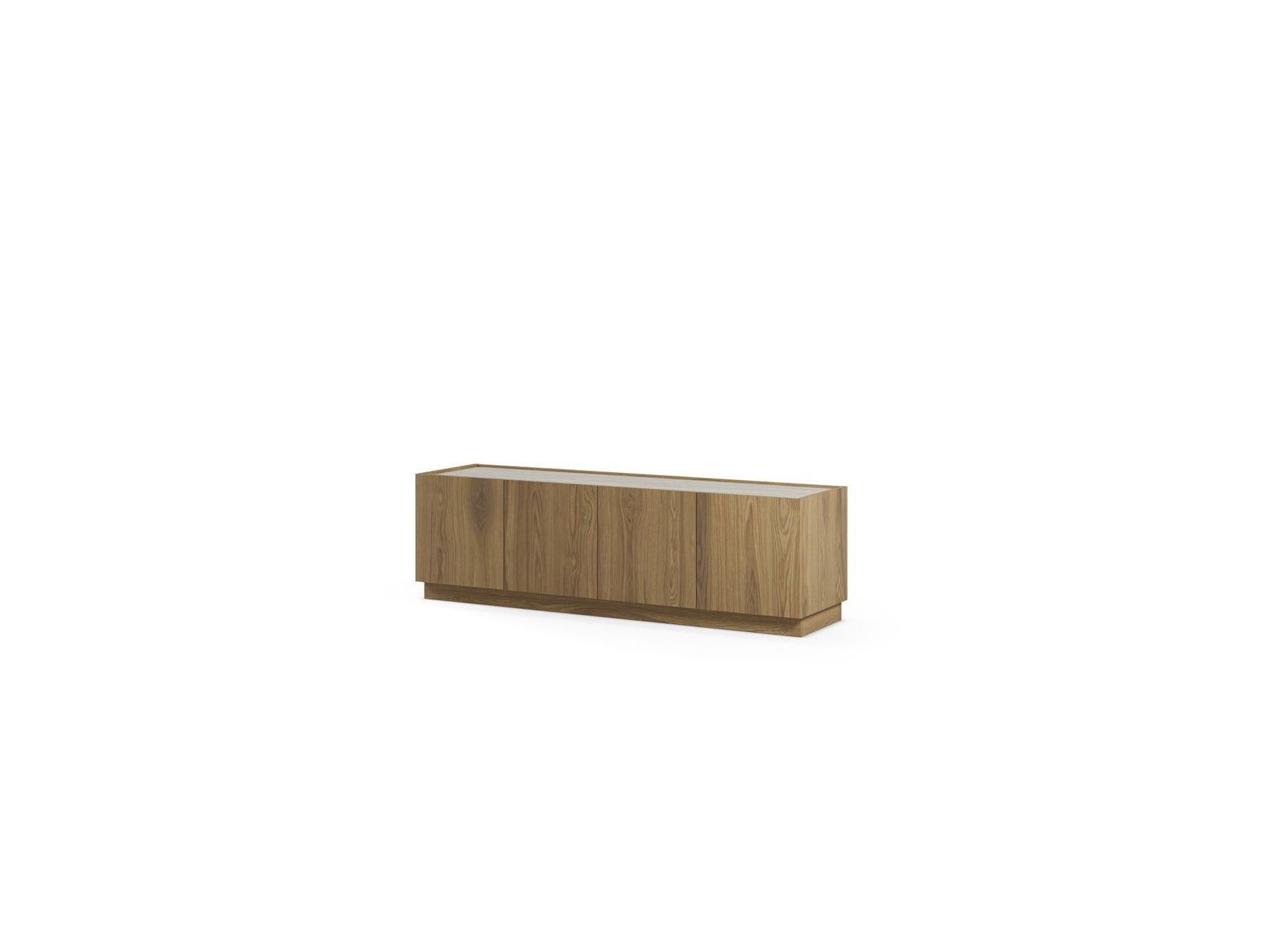 Marion - Mueble de TV de 4 puertas - Efecto roble y travertino