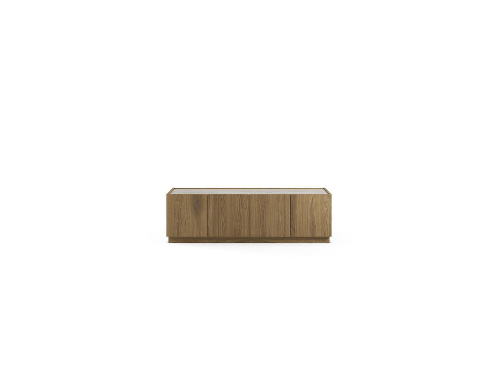 Marion - Mueble de TV de 4 puertas - Efecto roble y travertino