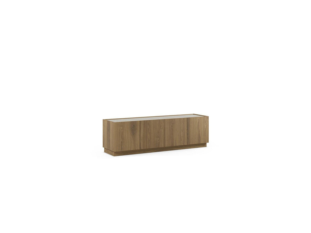 Marion - Mueble de TV de 4 puertas - Efecto roble y travertino