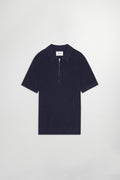 Hansie SS Zip Knit - Navy Melange