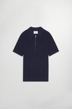 Hansie SS Zip Knit - Navy Melange