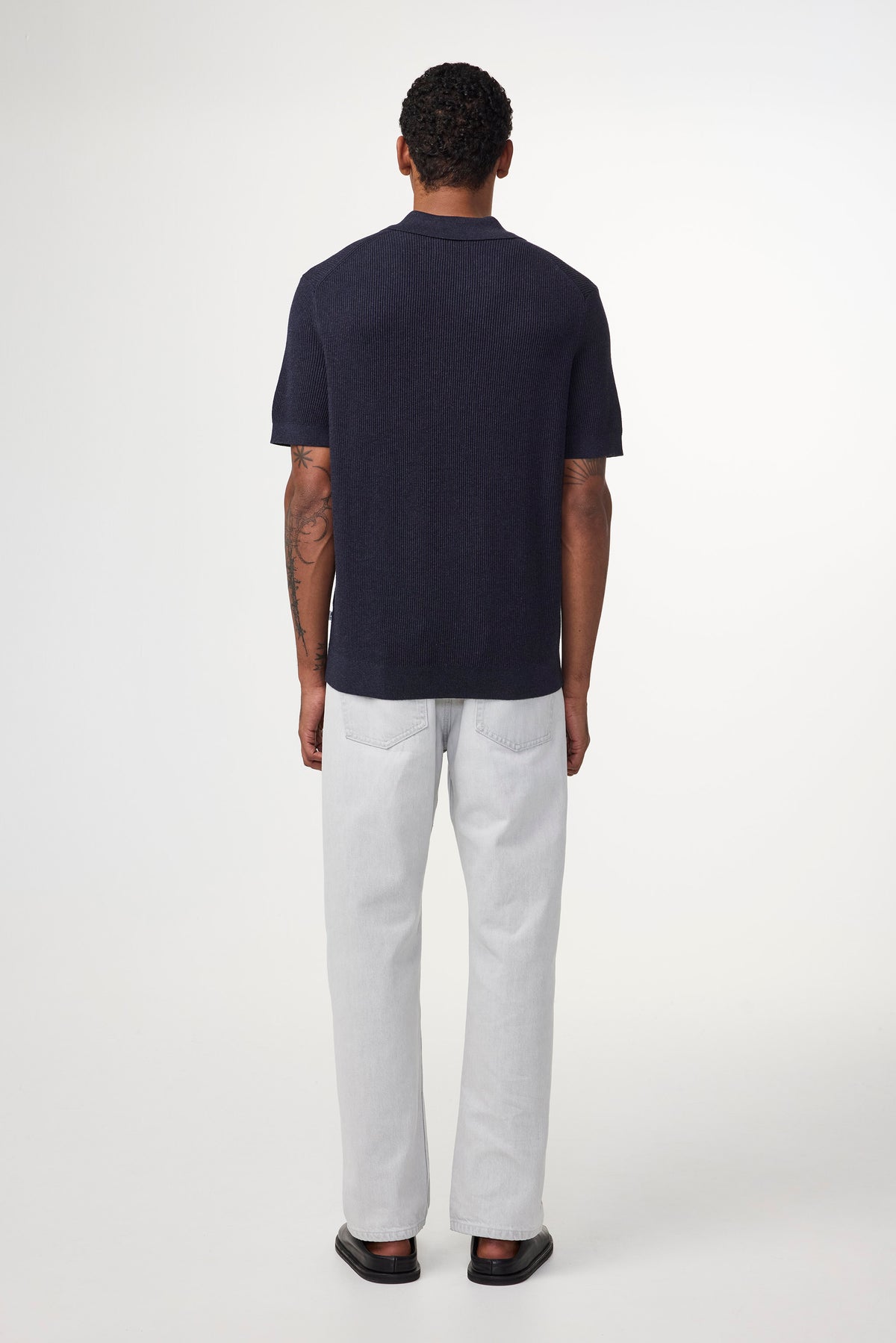 Hansie SS Zip Knit - Navy Melange