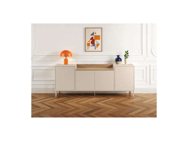 Lino - 4-Door Sideboard - Oak-Effect Top and Metal Legs