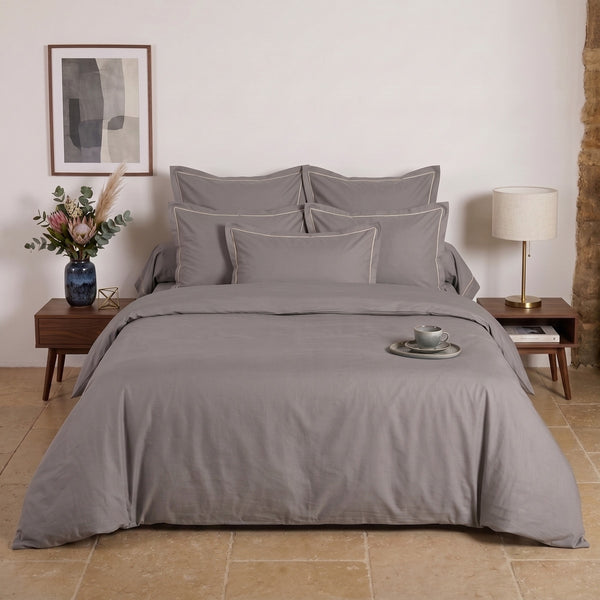 Uni Percale - Funda de Travesaño - Percal de Algodón - Gris