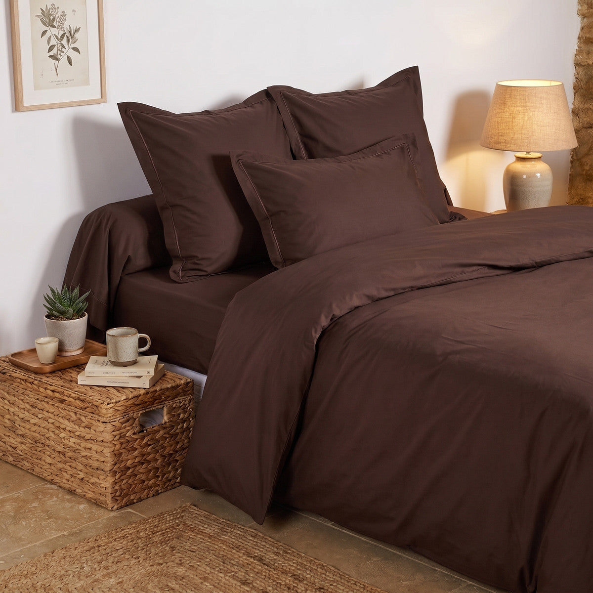 Uni Percale - Sábana Bajera - Percal de Algodón - Marrón