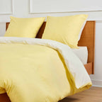 Parure De Lit - Housse De Couette Réversible - Bicolore Jaune Pale/Ivoire