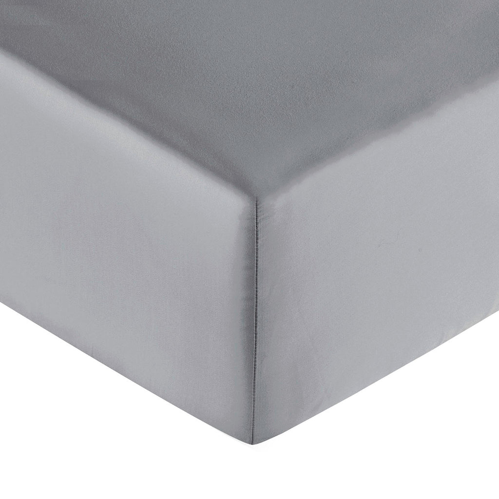 Plain Satin - Fitted Sheet - Grey