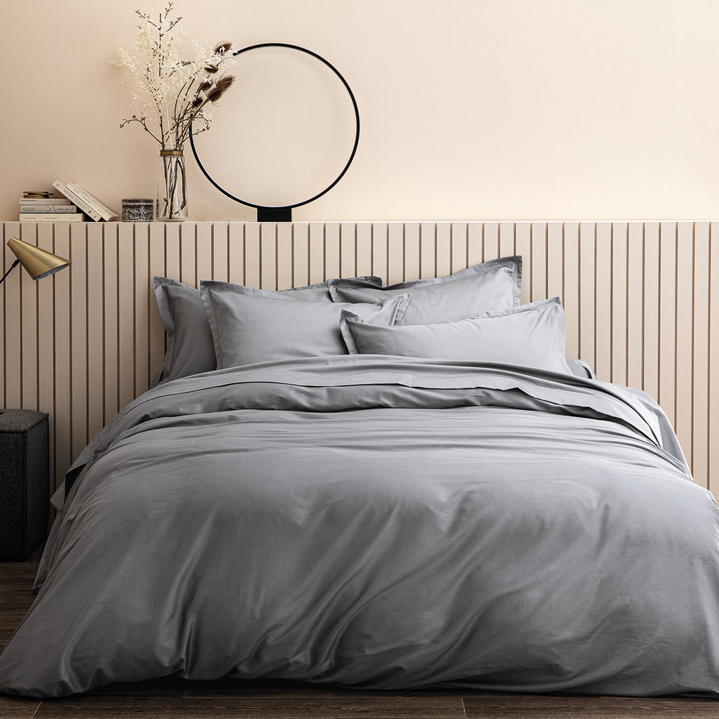 Plain Satin - Fitted Sheet - Grey