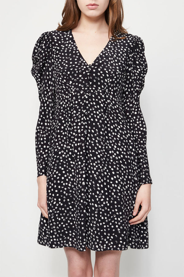 The Kooples - Robe Courte Manches Longues - Marine / Blanc - Femme