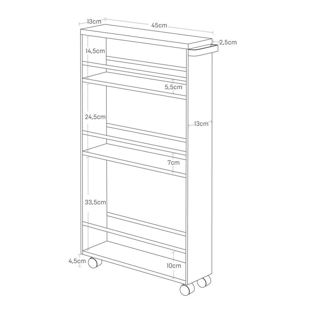 Storage Trolley With Handle - Tower - White
