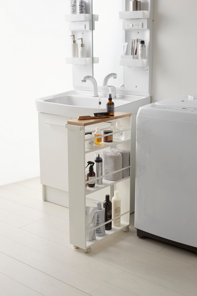 Storage Trolley With Handle - Tower - White