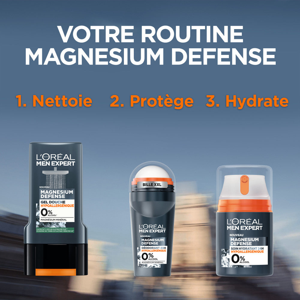 Lot De 6 - Men Expert Magnesium Defense Déodorant Bille 48H Hypoallergénique 0% Alcool 50Ml
