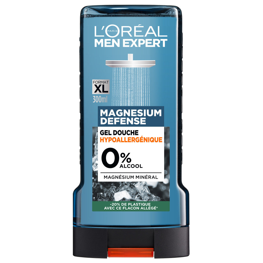 Set di 6 - Men Expert Magnesium Defense Gel doccia crema per pelle sensibile 0% alcol arricchito con magnesio 300 ml