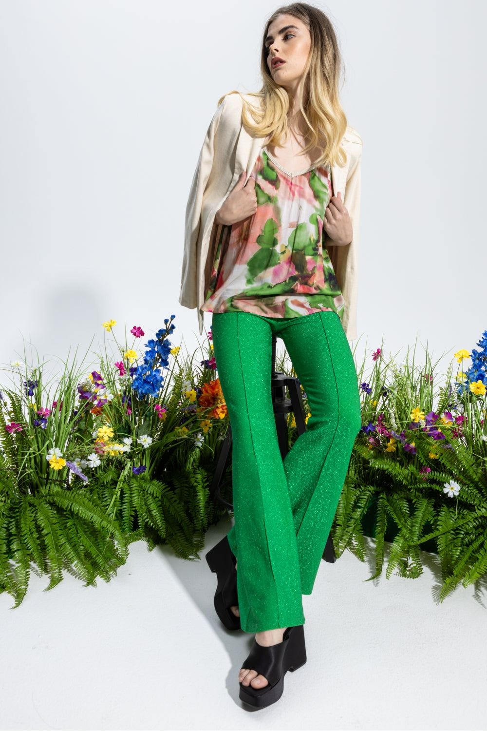 Lou Maxi Flou Top - Green