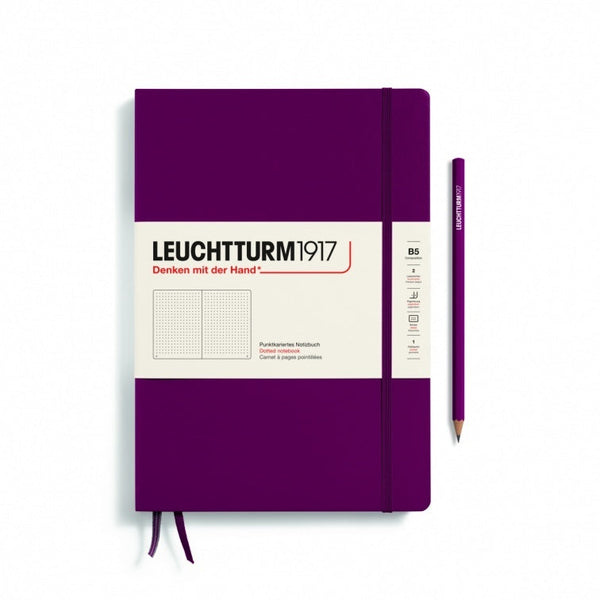 Cuaderno de Páginas Punteadas B5 - Tapa Dura - Berenjena