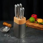 Orionis - Bloc De 5 Couteaux En Inox + Une Planche À Découper En Bambou - Argenté/Bambou