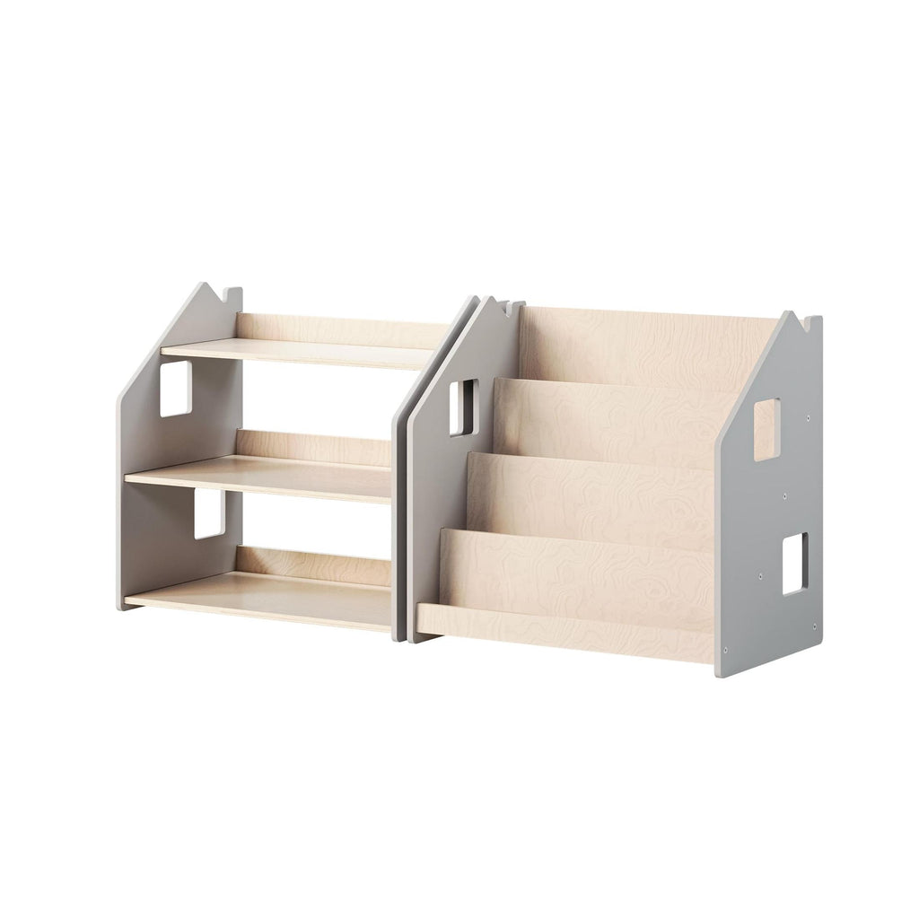 Librería y Estantería Para Juguetes Dúo – Blanco y Gris