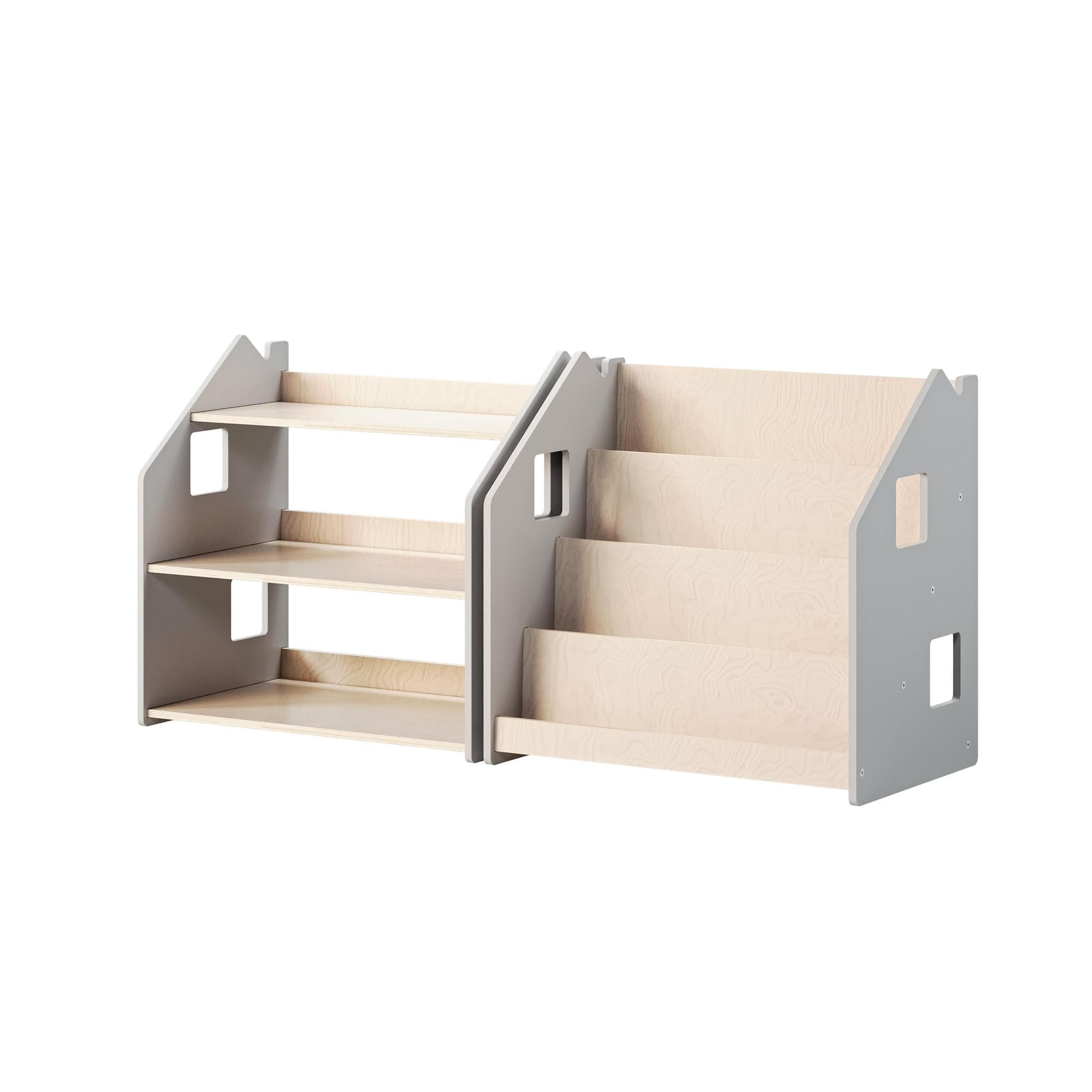 Librería y Estantería Para Juguetes Dúo – Blanco y Gris