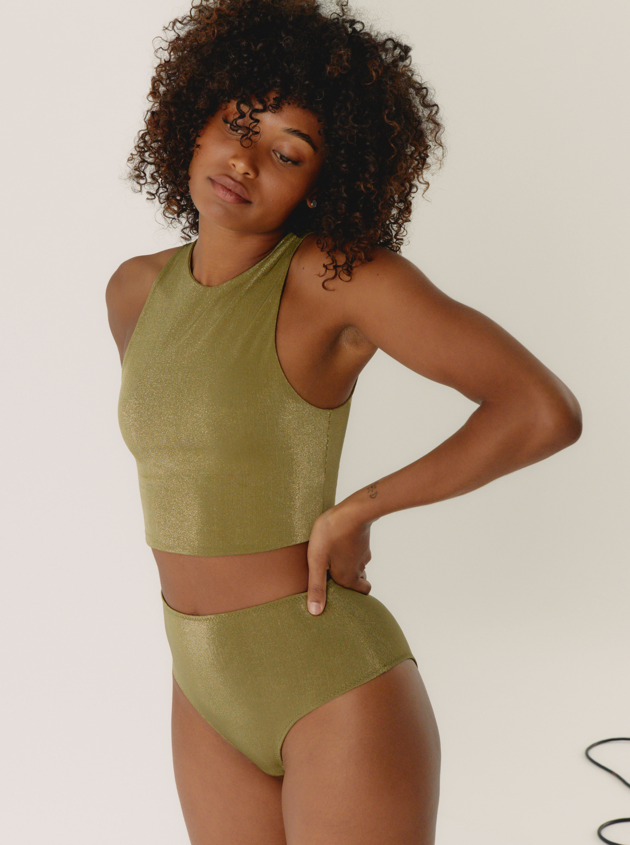 High Shiny Khaki Panties