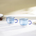 Ambra - Lot De 2 Mugs Double Paroi En Verre - 22Cl - Bleu