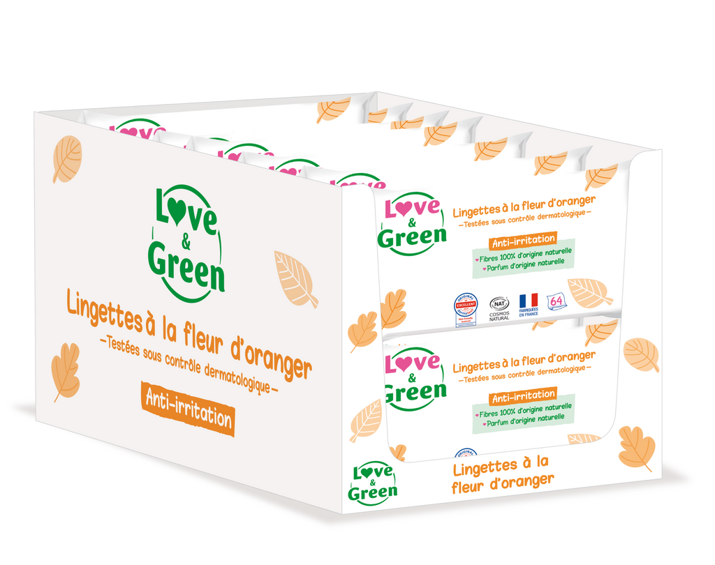 Lingettes Écologiques Parfumées À La Fleur D'Oranger - Fibres 100% D'Origine Naturelle - 64 Lingettes